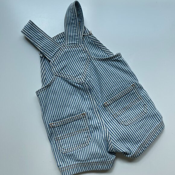 Denim Railroad Stripe Overalls - Picture 2 of 5